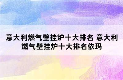 意大利燃气壁挂炉十大排名 意大利燃气壁挂炉十大排名依玛